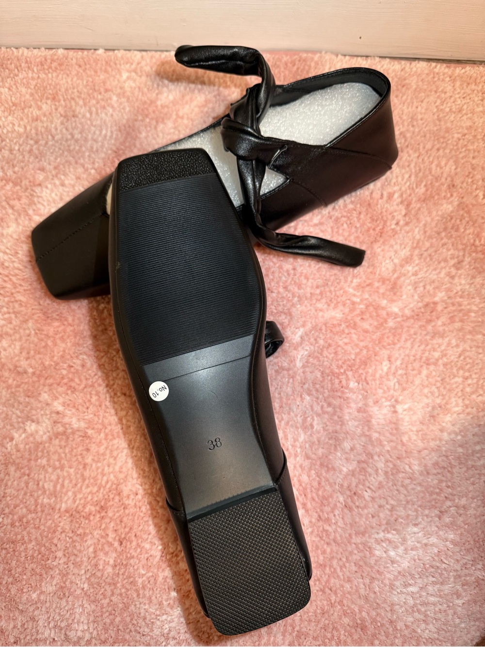 Black Block Heel Tie-Front Women’s Shoes